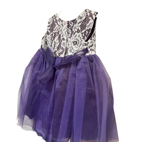 Kids Dream| Purple Lace & Tulle Special Occasion Dress (Kids) – 3D Floral Waist - Picture 3 of 4